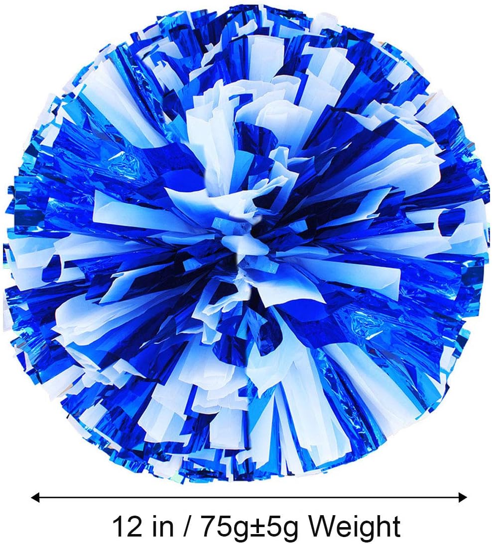Pack of 4 Cheerleading Pom Poms Foil Plastic Metallic Cheerleader Pom Poms for Cheer Sport Kids Adults Team Spirit Cheering (Rose Red/Blue) : Sports & Outdoors