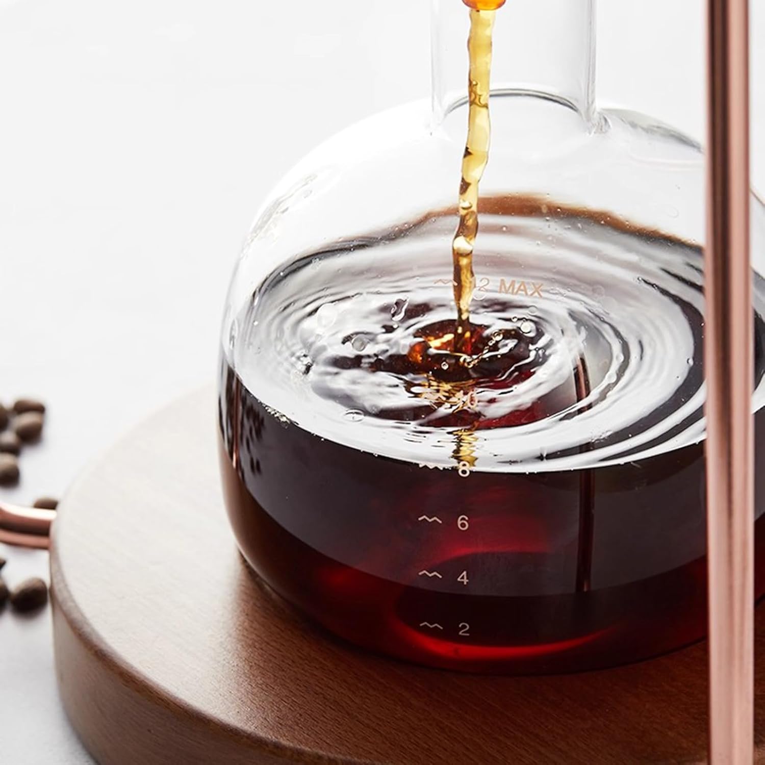Cold Brew Drip Tower, Ice Drip Coffee Maker, with Metal Faucet Adjustment Valve, Glass Pot - Large Capacity 1200 Ml, Makes 8-10 Cups, for Home Office