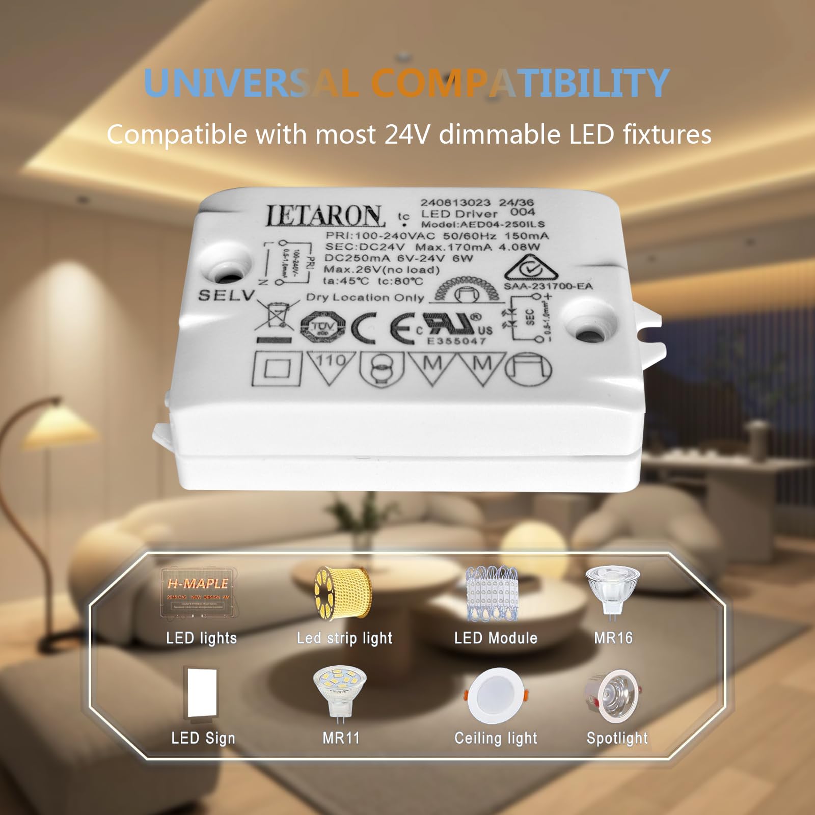 Amazon.co.jp: LEDXLIRBH 4W 24V LEDドライバー、AC 100-240VからDC
