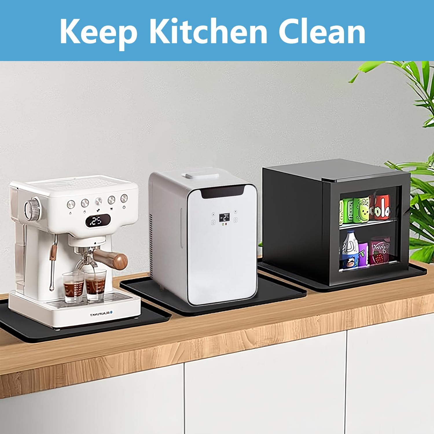 Mini refrigerador de silicona con borde elevado, mini refrigerador de 19.7 x 19.7 x 0.6 pulgadas que protege el equipo de fugas y derrames debajo de la alfombra, proporcionando una protección final 4