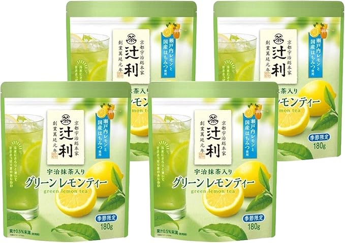 Amazon 4袋セット 辻利 宇治抹茶入り グリーンレモンティー 180g 4袋 粉末 辻利 日本茶 通販