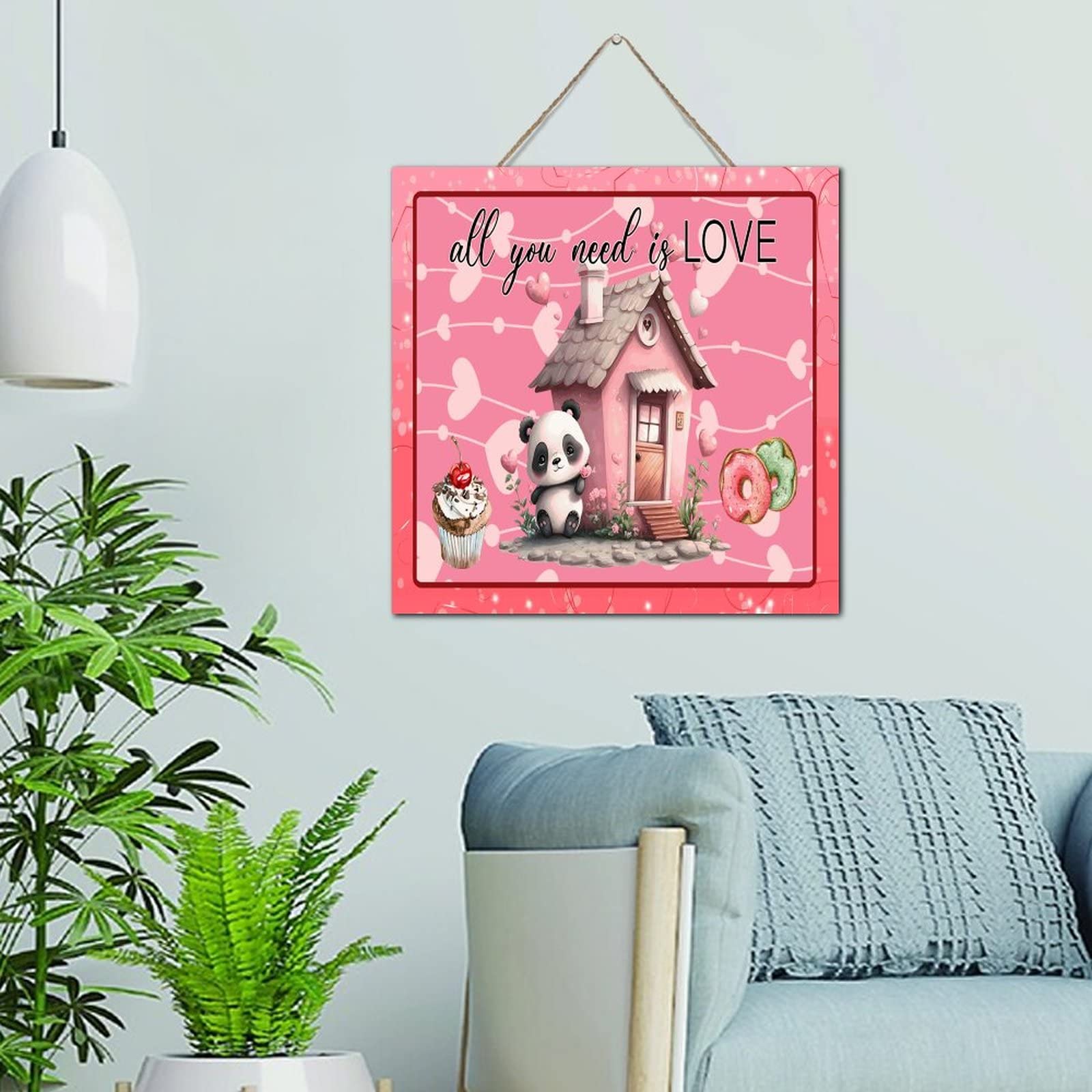 Pancarte en bois panda cadeau femme suspendre mignon