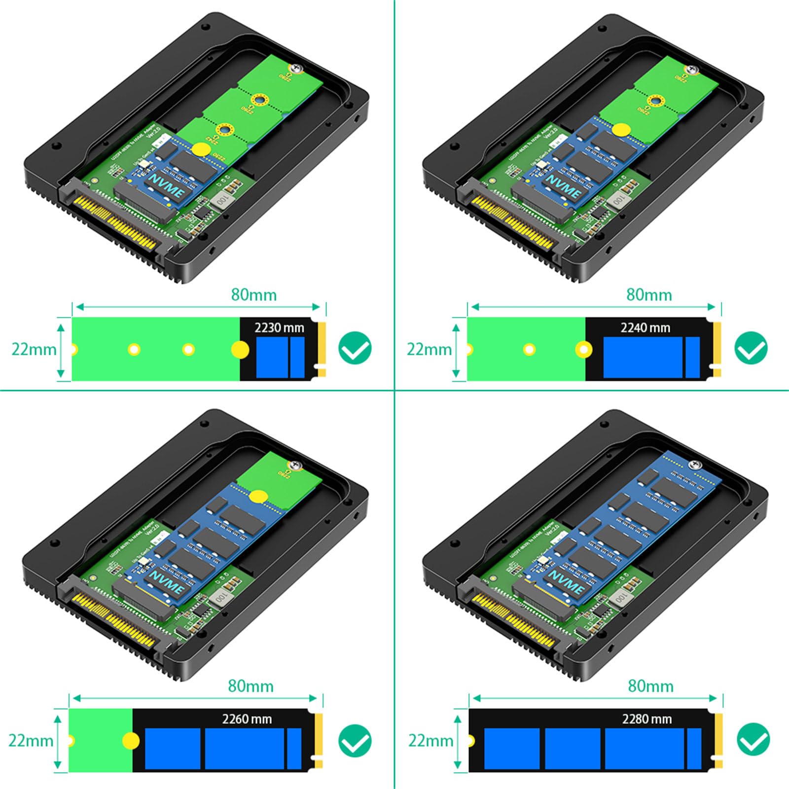 NUEAYMS Custodia Adattatore PCIe 5.0 NVMe a U.2 SFF8639 Che fornisce trasferimento Dati velocità da 32 / s per archiviazione Gioco Professionale