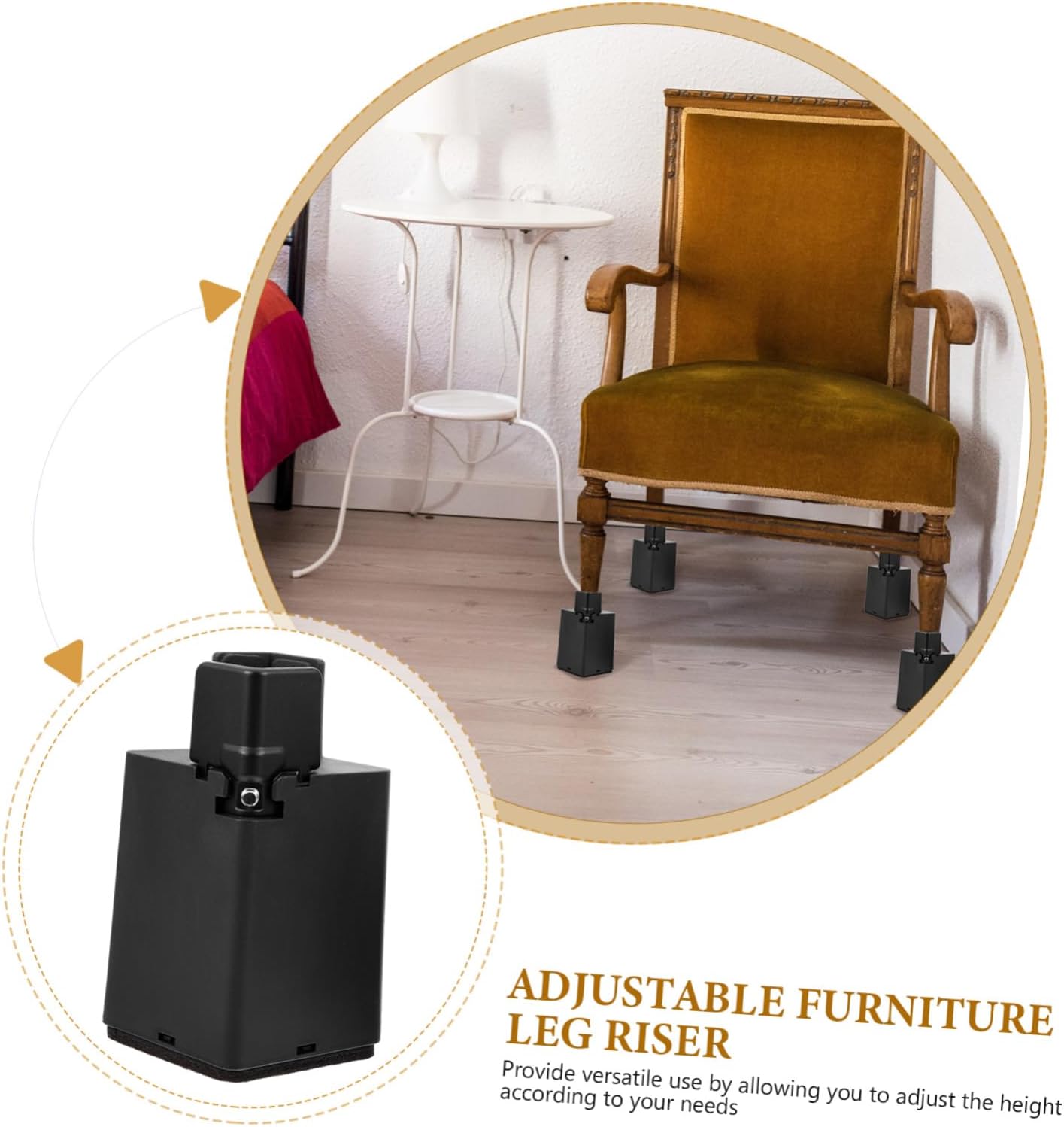 4pcs Adjustable Furniture Risers for Bed Couch and Desk Heavy Duty Heightening Support Pads for Enhanced Stability and Functionality Easy to Install and Versatile Use