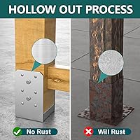 Vista 3 de SPACEEUP Base de poste de 4 x 4, 2 unidades, anclaje interno de poste de 3.5 x 3.5 pulgadas, base de poste ajustable de acero inoxidable para poste