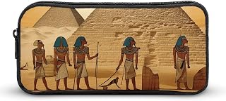 Ancient Egyptians Pencil Pouch Soft Large Capacity Pencil Case | Aesthetic Mini Makeup Bag with Metal Zipper, Portable Zipper Pouch Women, Slim Pencil Bag for Office Home Travel Organizer