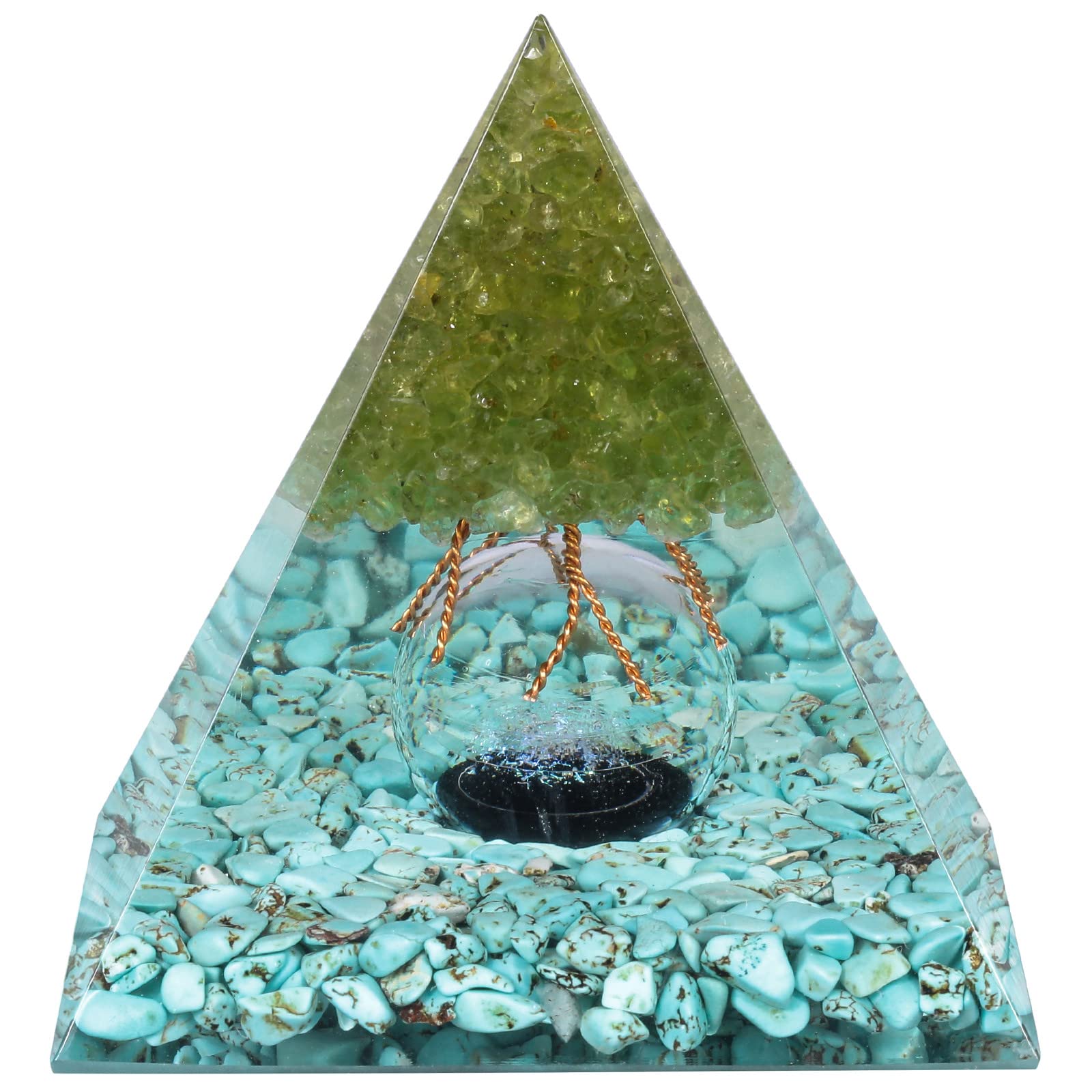 Pyramide en cristal pour décoration de bureau et maison zen avec olivine Rockcloud
