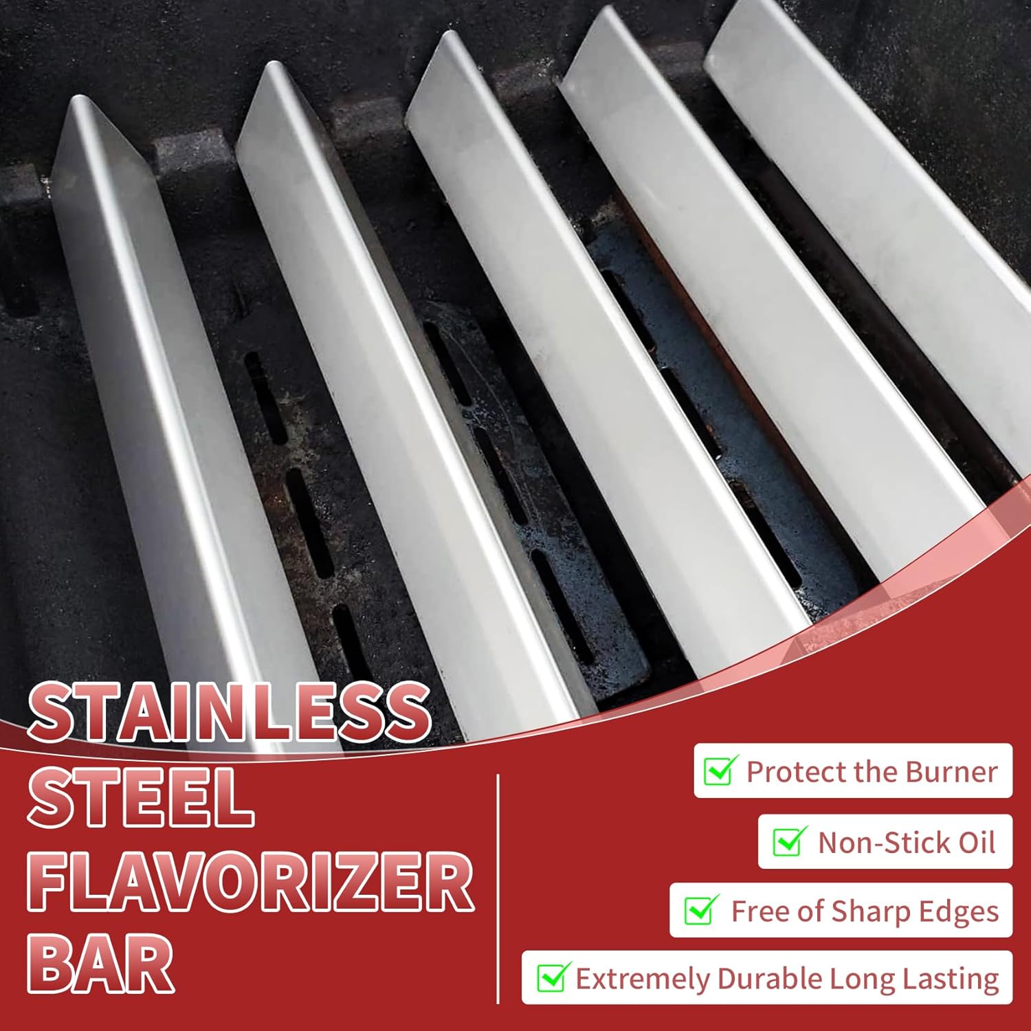 17.5" Flavorizer Bars and Heat Deflectors for Weber Genesis E-310 E-330 Genesis 300 Series Grills with Front Controls Knobs (2011-2016), Grill Replacement Parts for Weber 7620 7621 65055