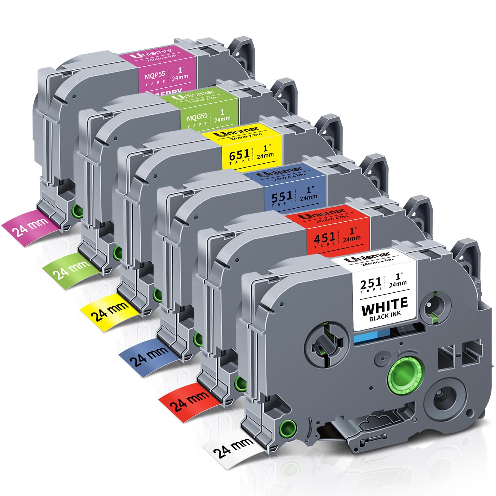 6-Pack TZe TZ Tape 24mm 0.94 Laminated Colored Compatible for Brother P Touch Label Maker Tape 1 Inch Refills for PT-D600 P700 P710BT PT-D610BT PT-P910BT PT-P750W PT-D600VP PT-P900W