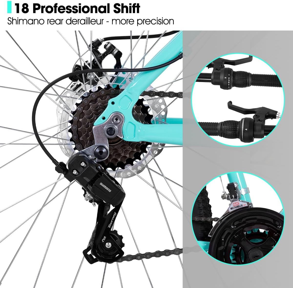 HILAND 20 Inch 26 Inch Mountain Bike for Women Girl, Lock-Out Suspension Fork, Aluminum Frame, Adult Ladies Mens MTB Bicycle
