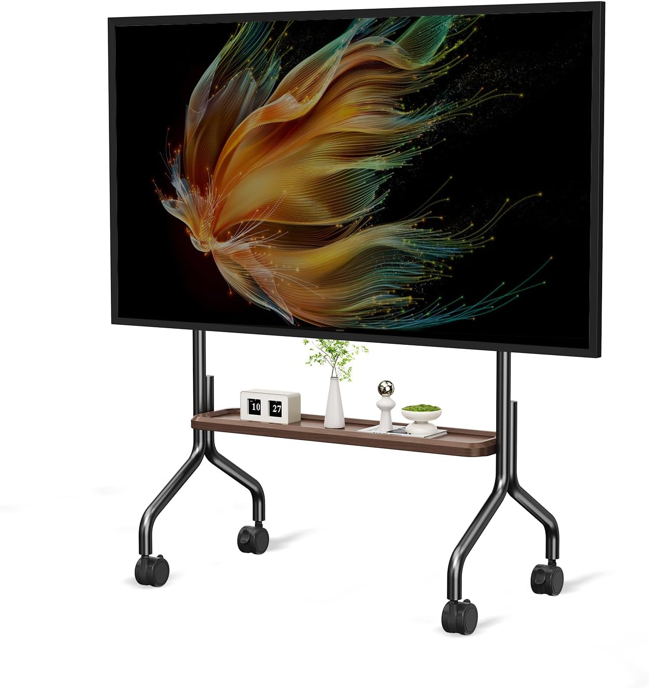 Mobile TV Cart Easel Rolling TV Stand for 32 to 75 Inch LCD LED OLED Flat Panel Screens, Portable Floor TV Stand with Locking Wheels Hold Up to 110 Lbs,Rolling TV Cart Max VESA 600x400mm