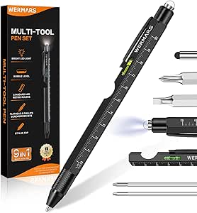 Stocking Stuffers for Men Gifts,Gifts for Men, 9 in 1 Multitool Pen, Christmas Gadgets Gifts for Dad from Kids, Birthday Gift for Him,Gifts for Adults Husband, Boyfriend, Grandpa (Black)