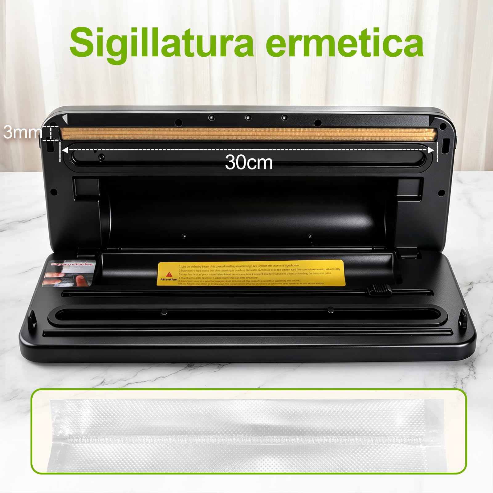 Macchina Sottovuoto Alimenti, Automatica Macchina per sottovuoto a secco/umido, Vacuum Sealer Professionale con taglierina integrata, 20 sacchetti & 1 sacchetto arrotolato e tubo per sottovuoto
