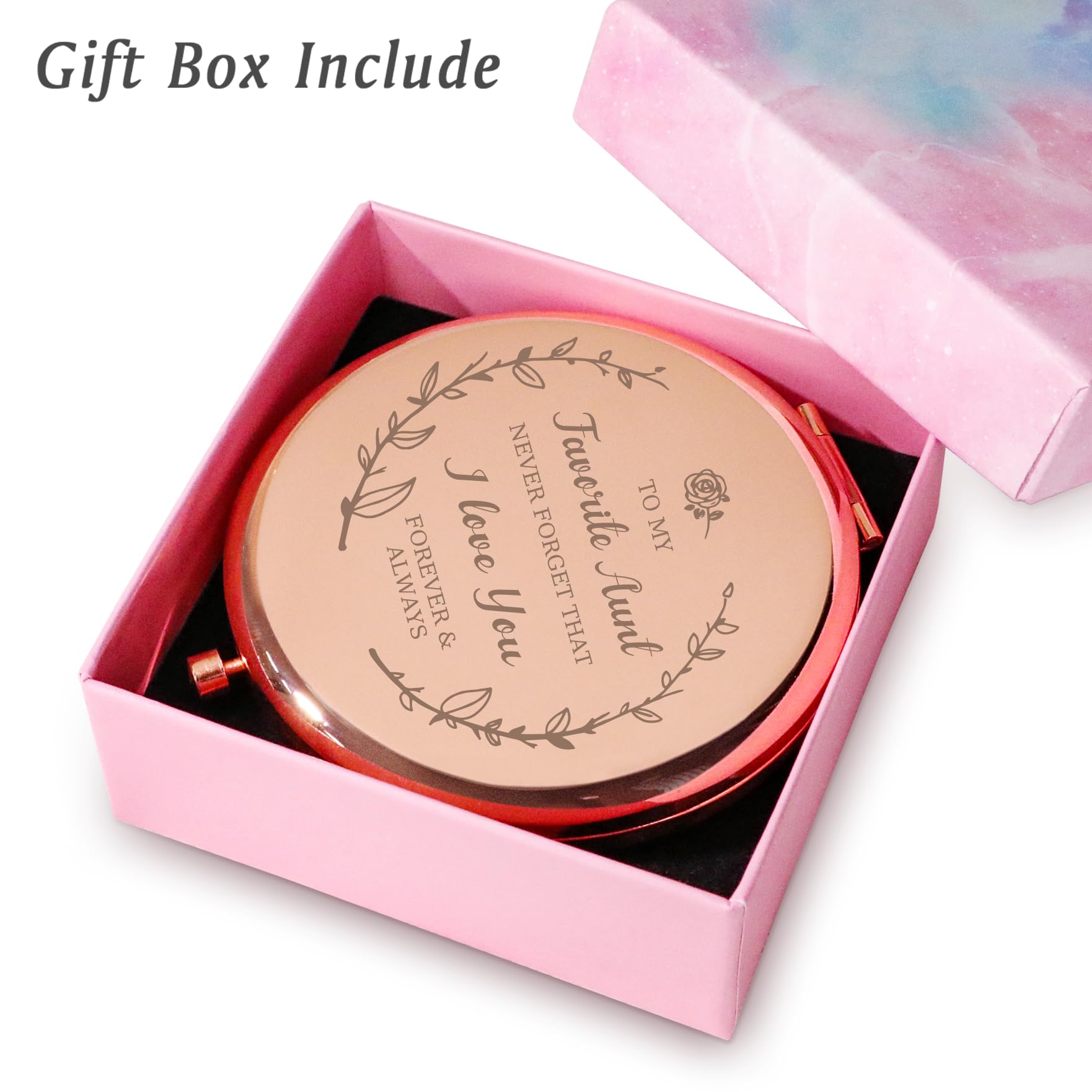 Personalisierter Taschenspiegel Für Die Tante – Graviert Mit „To My Favorite Aunt“, Geschenkidee