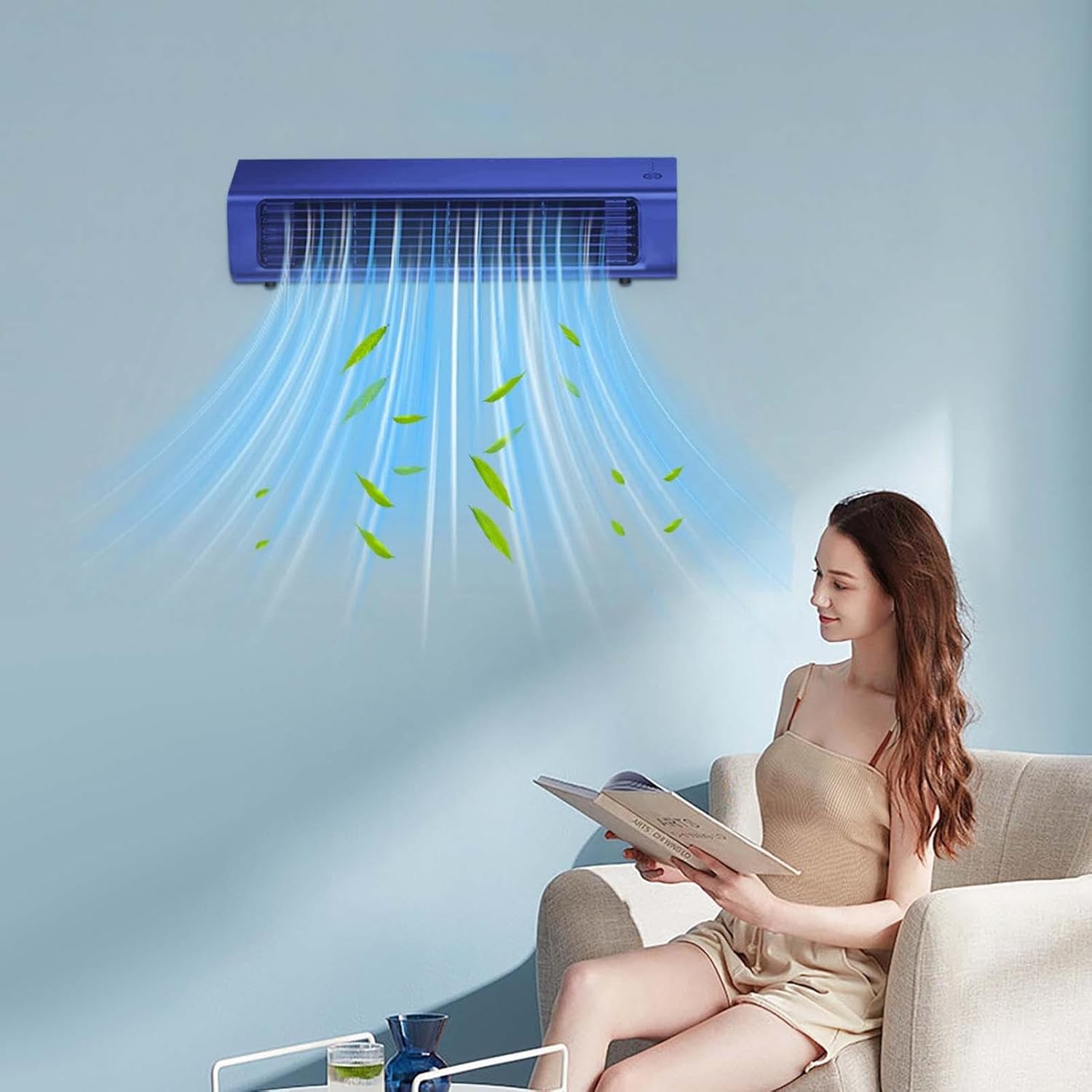 Desktop Silent Office USB Tower Fan, Household High Wind Wall Mounted Fan,Strong Wind, for Home Office Desktop Bedroom (blue)