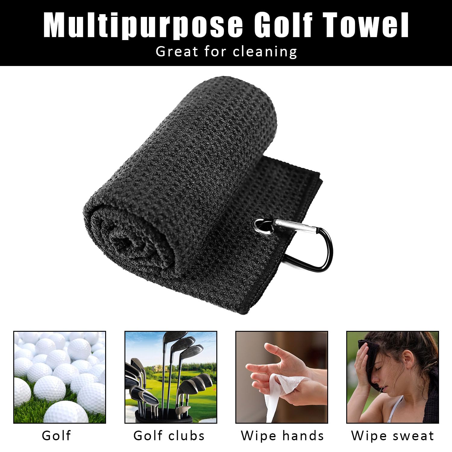 ZEACCT 2-Piece Golf Towel and Brush Set, Multi-Functional Club Cleaner with Carabiner Clip, Perfect for Golf Shoes Clubs - Image 4