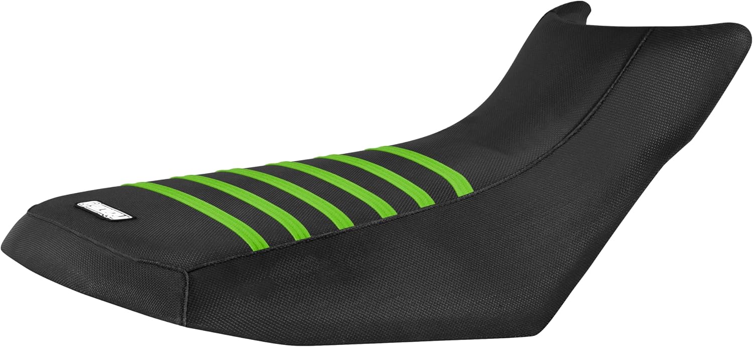 Enjoy Mfg Seat Cover - Compatible with Can Am 2012-2024 Outlander 450 500 570 650 800 850 1000 All Black/Color Ribs #360 Logo (All Black with NEON Yellow Ribs)