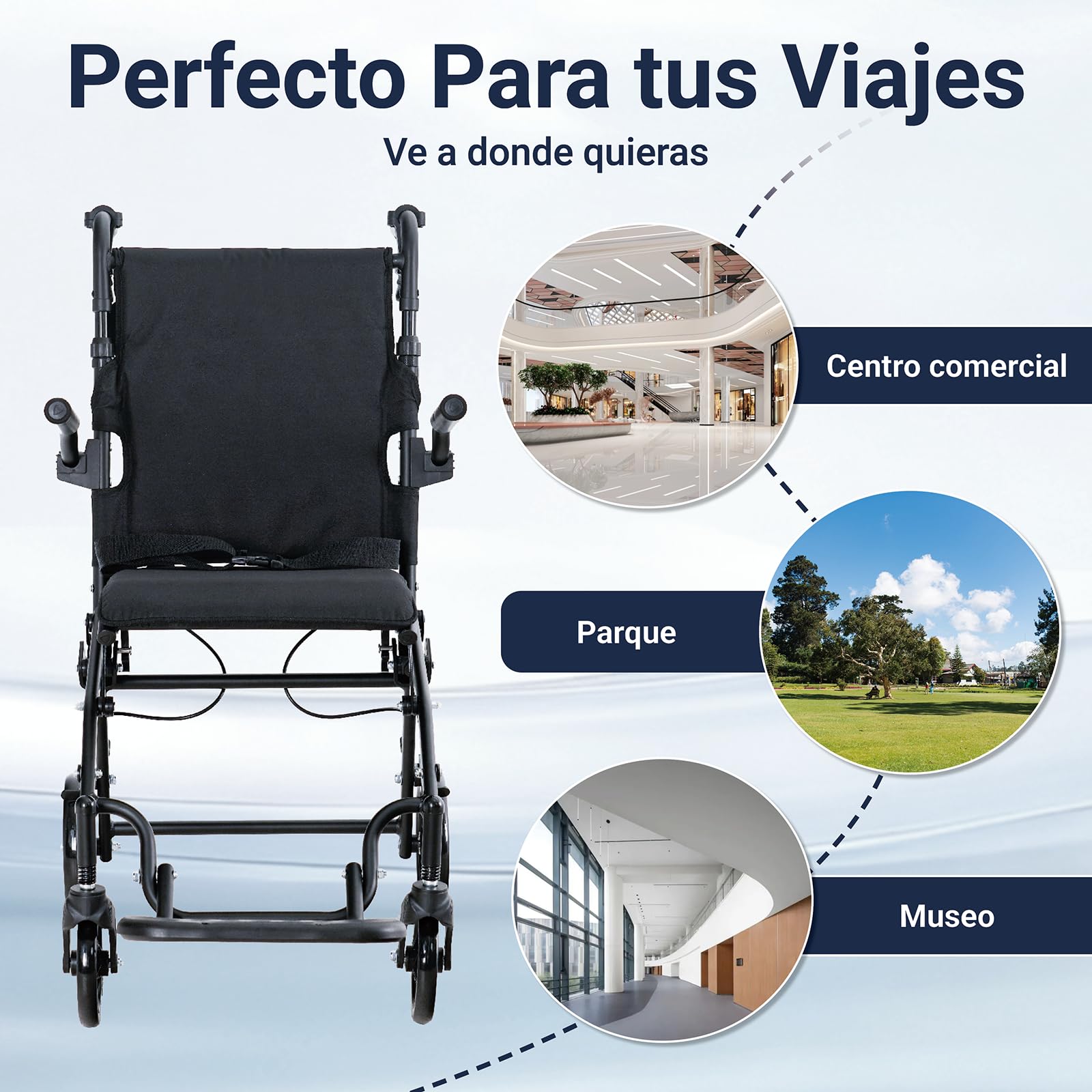 Silla de Ruedas Plegable y Ligera, Carrozzina de Transporte para Mayores y Personas con Movilidad Reducida, Con Frenos Manuales, Reposapiés Extraíbles y Diseño Compacto (Black) | Silla de ruedas plegable con altura ajustable, asas ergonómicas, ruedas de 3