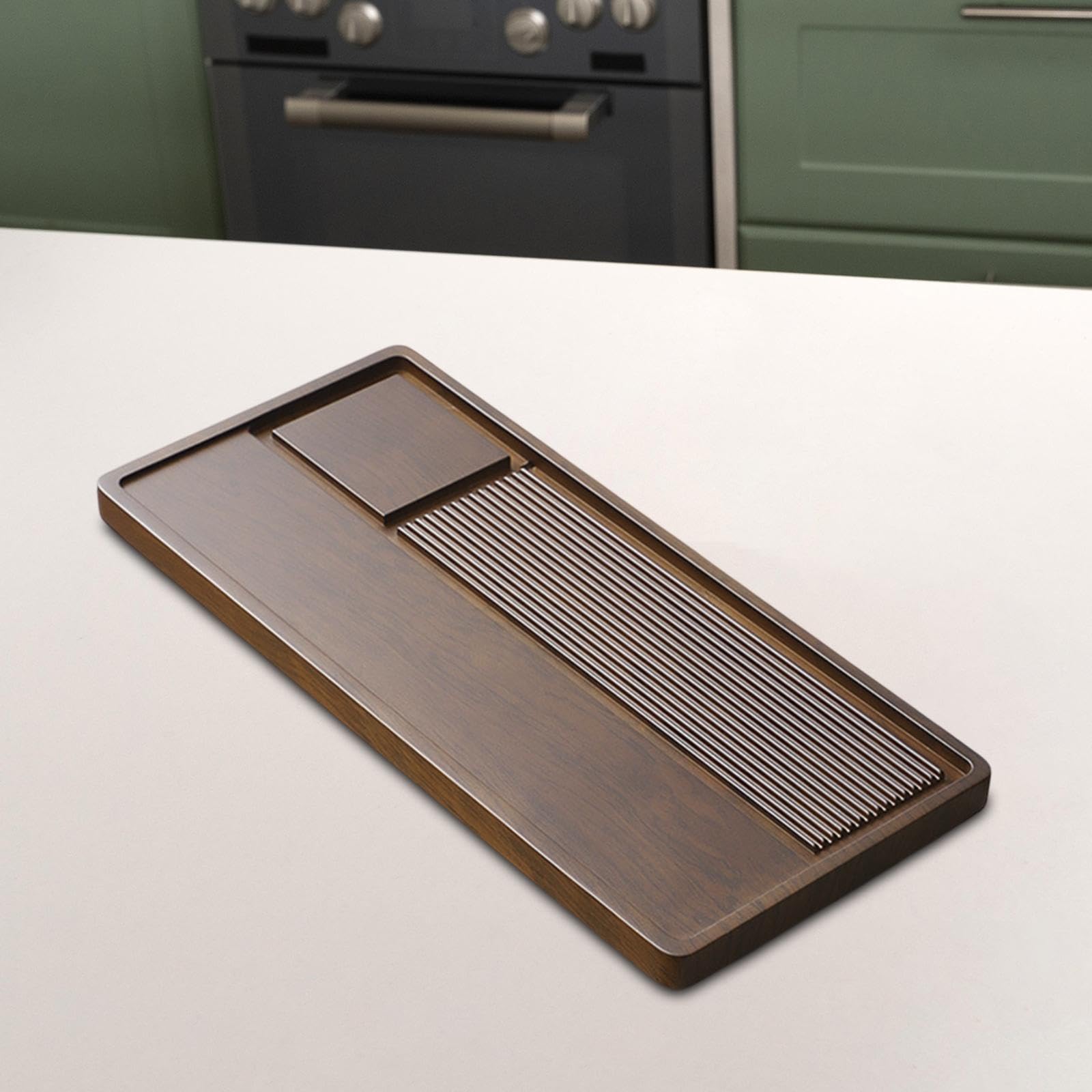 Bambusowa taca na herbatę – wielofunkcyjny stolik do herbaty kungfu z drenażem, 50 x 28 cm, elegancki design do domowej herbaciarni i serwowania herbaty, trwały i wszechstronny