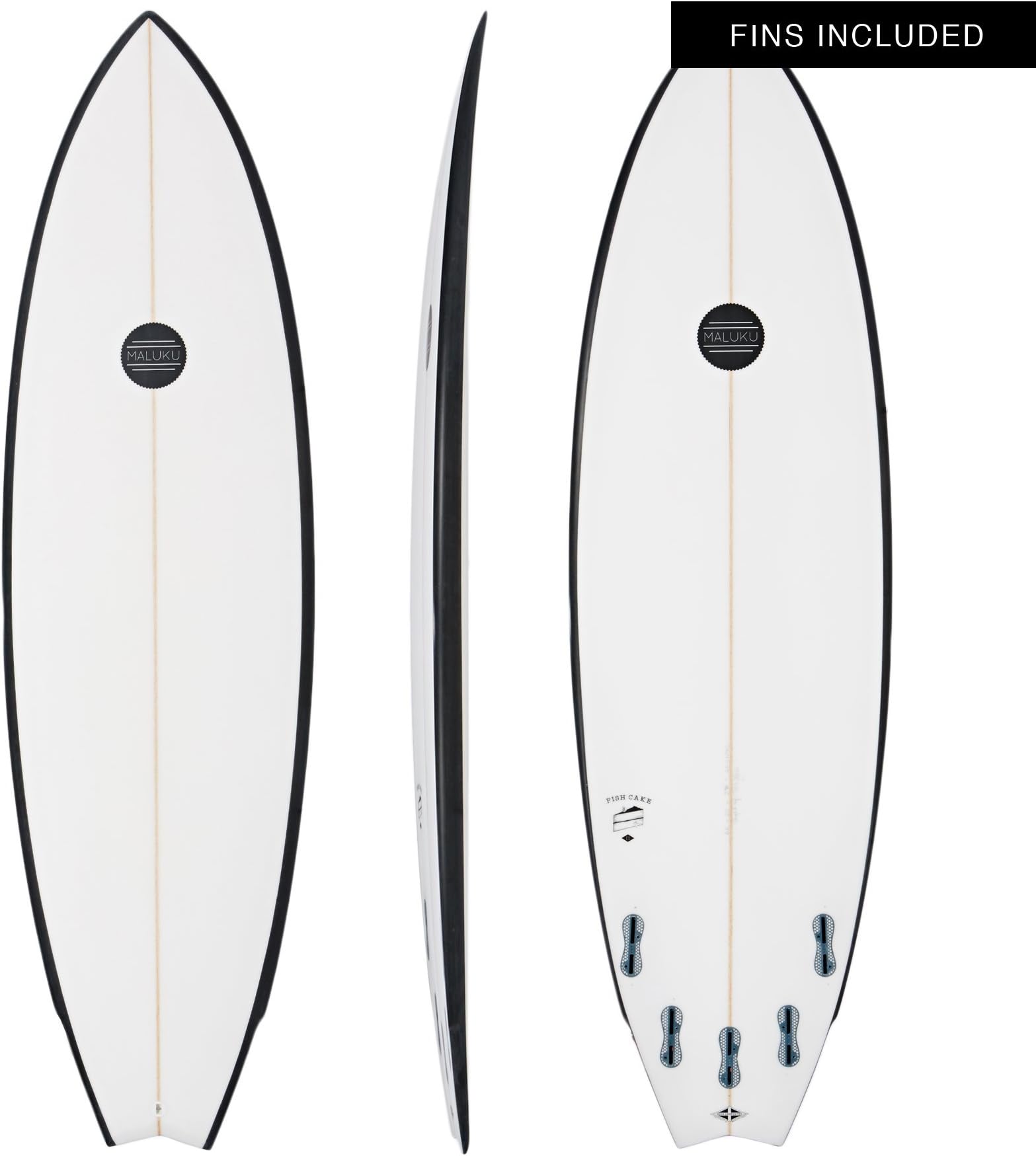 Maluku Fish Cake MKII Surfboard 6ft White/Black Rail