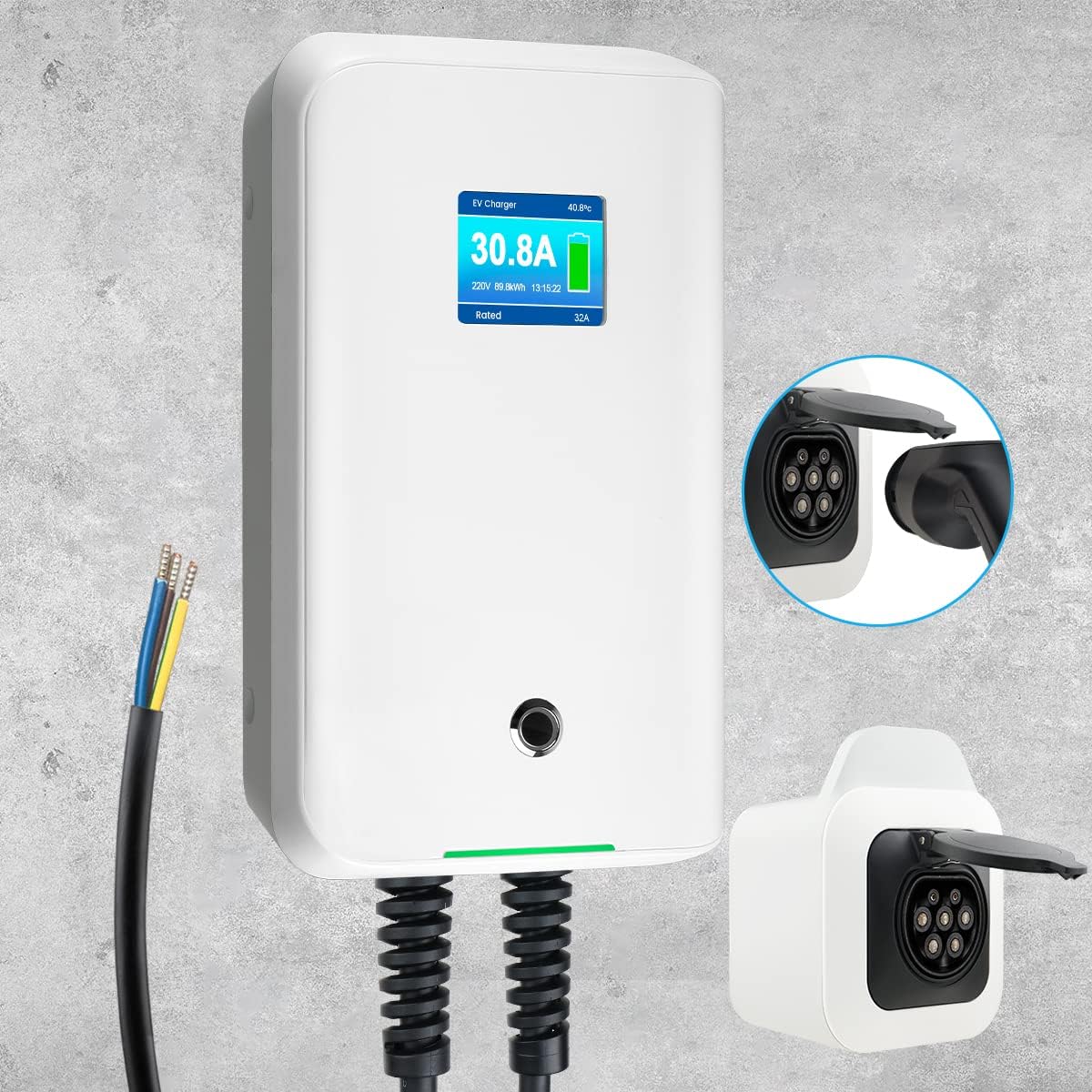 EVify Support mural extérieur de type 2 pour câble de charge - Support de câble résistant avec protection contre les intempéries Wallbox & voiture électrique