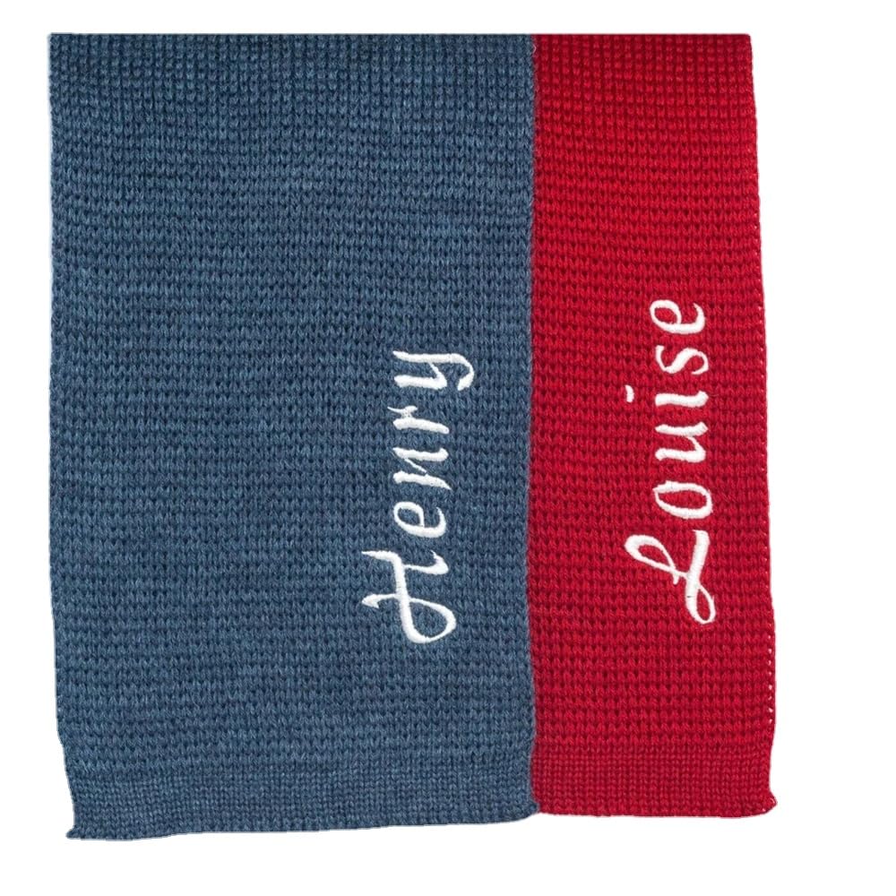 Gorm Boys Multicolor Custom Name Kids Knit Scarf,Personalised Embroidered Name, Soft And Warm Winter Essential,Customised Scarf With Name,, 25Cmx20cmx3cm