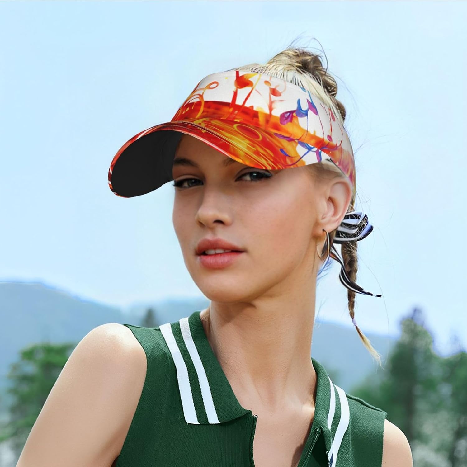 Colorful Piano Keyboard Music Note Sports Sun Visor for Men Women Adjustable Empty Top Baseball Cap Outdoor Golf Running Sun Caps