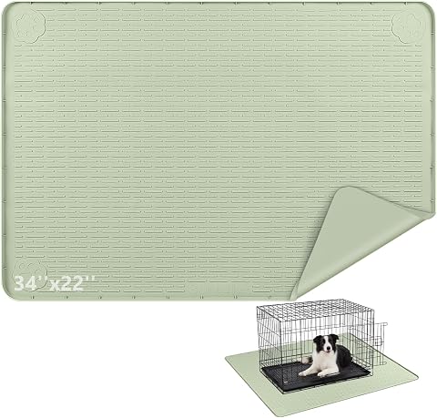 Silicone Dog Crate Mat 34"x 22" Under Dog Crate Kennel Pa...