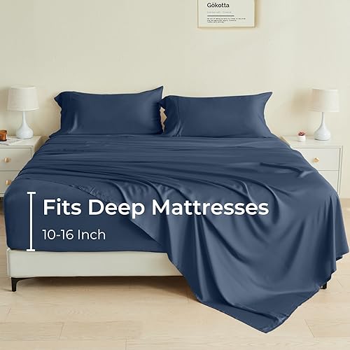 Miniatura 5 de GOKOTTA Juego de sábanas de 6 piezas tamaño Queen, sábanas ultrasuaves, refrescantes para personas que duermen con calor  Sábanas sedosas y