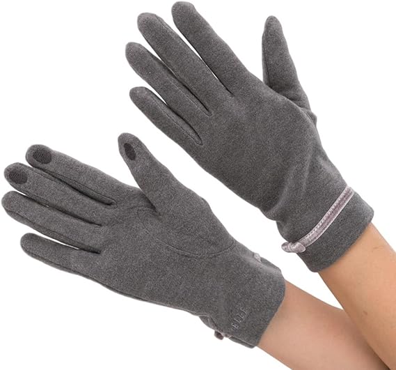 Amazon Elle 6522 レディース スマホ 対応 手袋 日本製 テンセル ベルベット リボン ケース付 Gray 手袋 通販