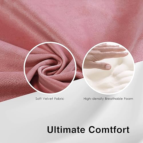 Miniatura 4 de Juego de 4 taburetes giratorios de terciopelo rosa, modernos taburetes tapizados de altura de mostrador con respaldo para isla de cocina, sillas de