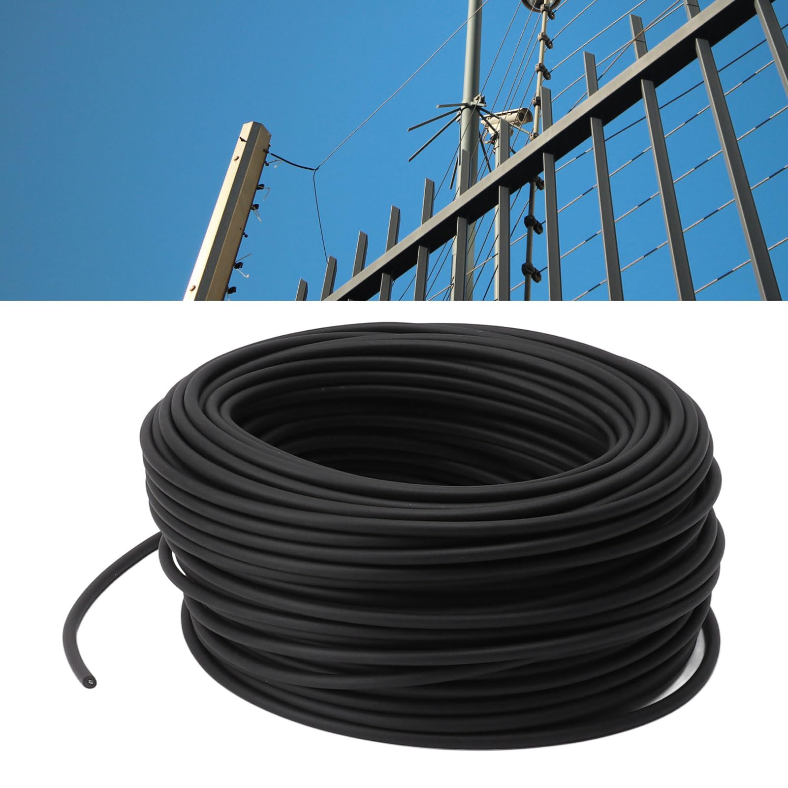 Fdit Alambre de Alto Voltaje, Cerca Electrónica de 5 Mm Cable Aislado Doble de Alto Voltaje para Jardín Agrícola (100 m/328,1 pies)