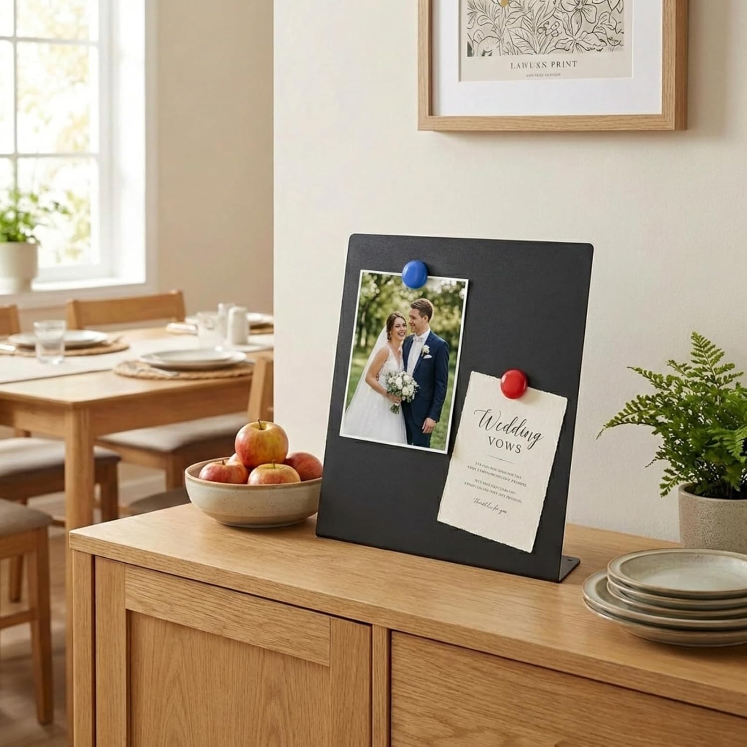 2-Pack Magnetic Board - 12.6x11 Inch Non-Magnetic Metal Bulletin Board for Wall/Desk, Includes 5 Adhesive Pads for Extra Stability, Perfect for Home, Office & Kitchen Organization