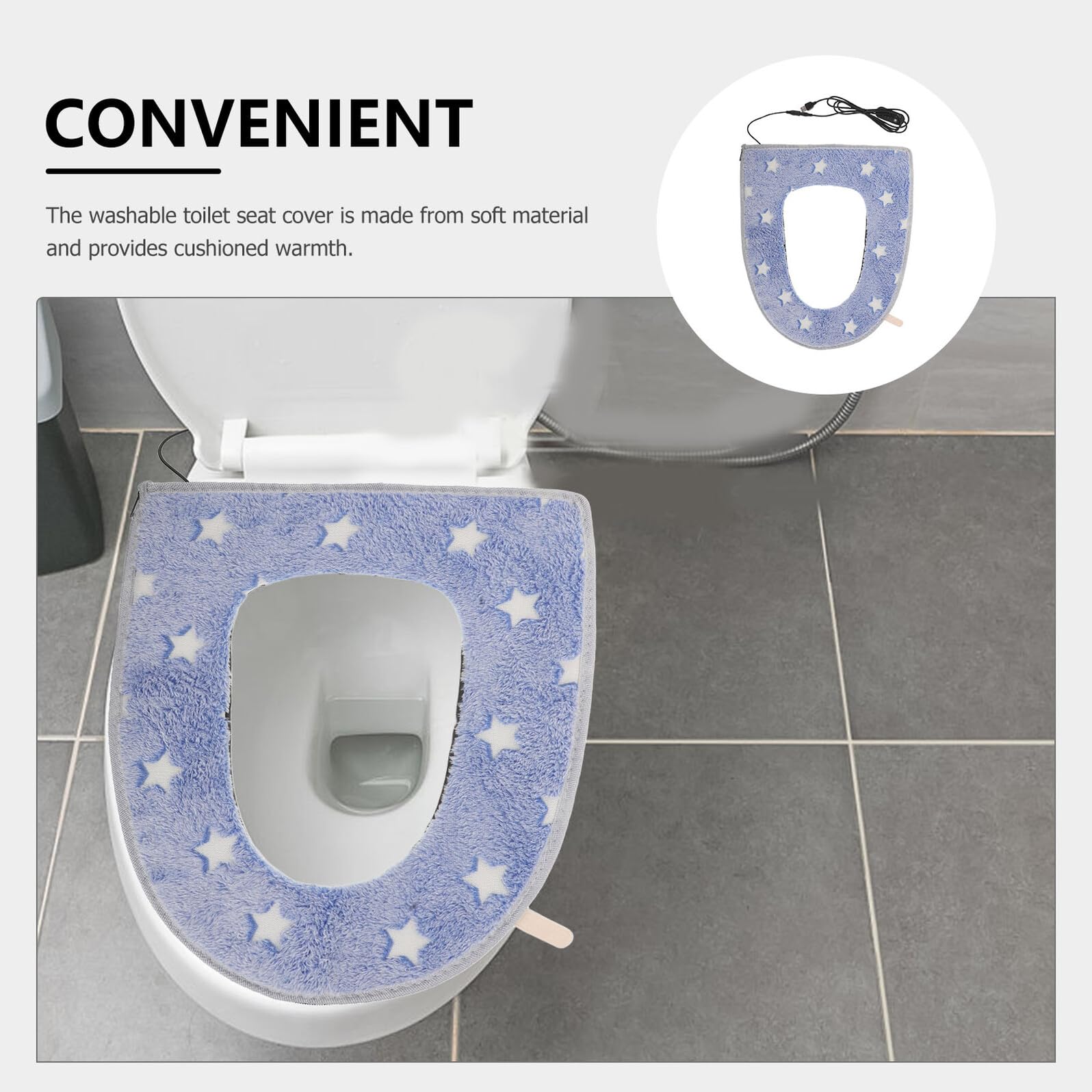 VANZACK Funda Asiento Calefactable USB para Inodoro Cojín Calefactor Inteligente Temperatura para Invierno Lavable