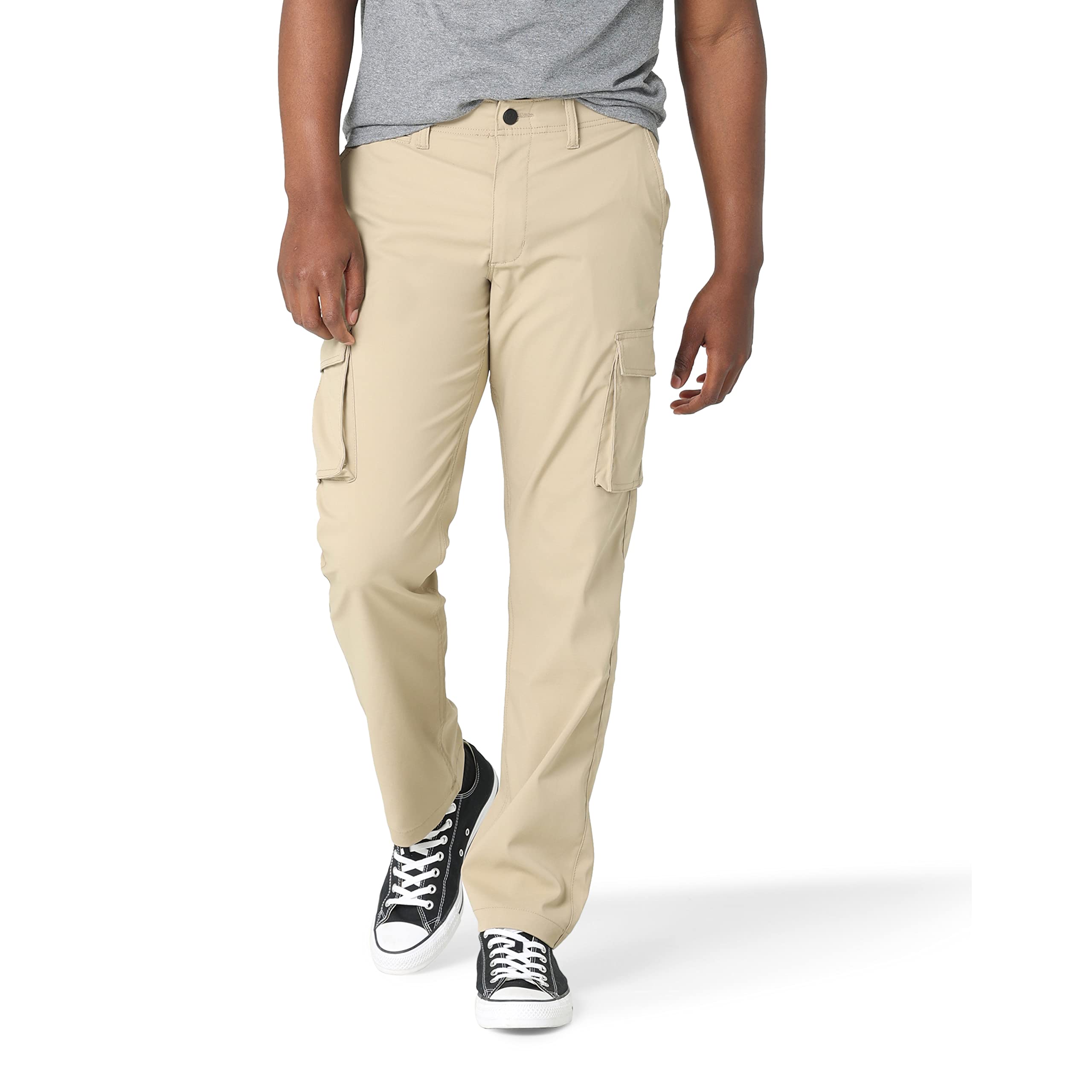Lee Men's Extreme Motion Synthetic Cargo Straight Fit Pant, KC Khaki, 38W x 34L