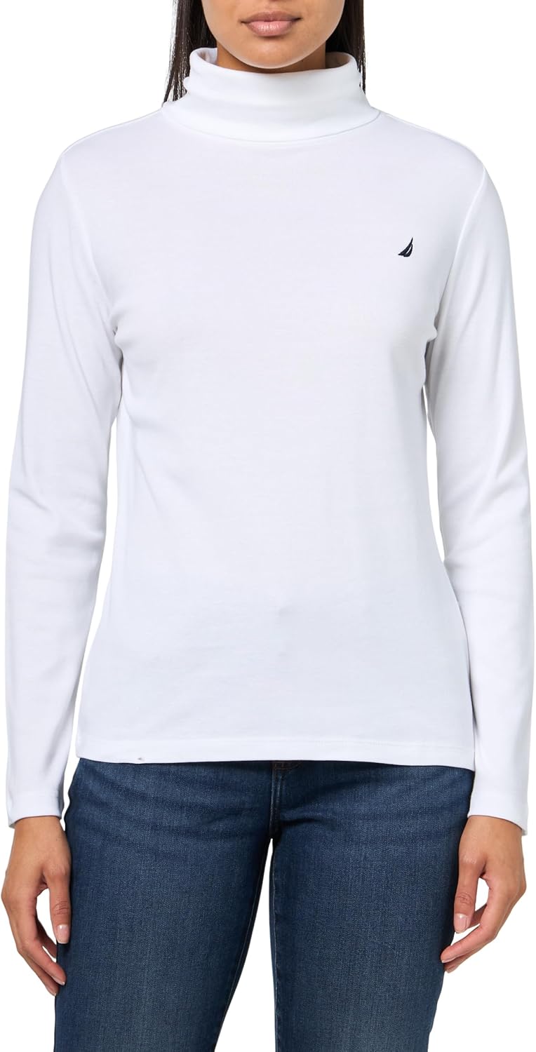 Nautica Womens Long Sleeve Solid Turtleneck Shirt