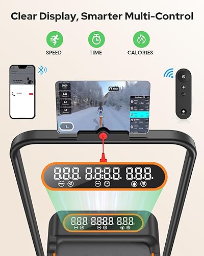 Miniatura 6 de Walking Pad Treadmill with 12% Incline & Dual LED Display, 4 in 1 Walking Pad with Handle Bar, 3.5HP Foldable Under Desk Treadmill, Portable