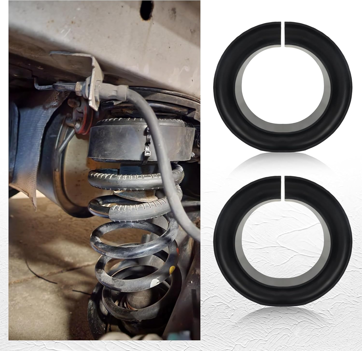 2PCS Coil Spring Spacer for 5-5.5 Inch Car Enhance Spring Rate,Heavy-Duty Coil Spring Booster of Vibration Damping Thick Rubber Washers,Universal Coil Spring Spacers for Car Accessories