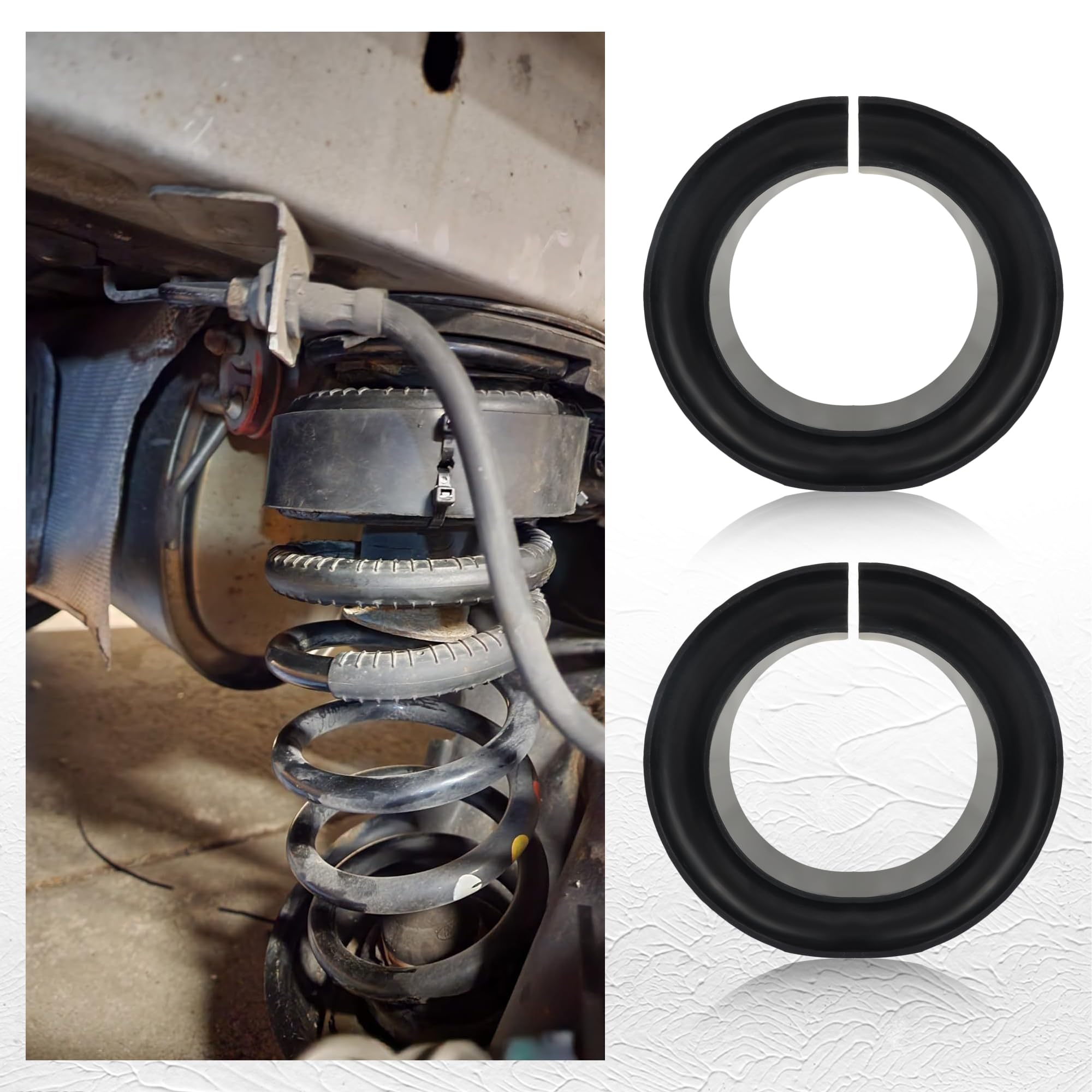 2PCS Coil Spring Spacer for 5-5.5 Inch Car Enhance Spring Rate,Heavy-Duty Coil Spring Booster of Vibration Damping Thick Rubber Washers,Universal Coil