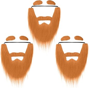 Zeyune 3 Set Fake Beard with Eyebrow St. Patricks Day Mustache Costume Accessories for Party Cosplay