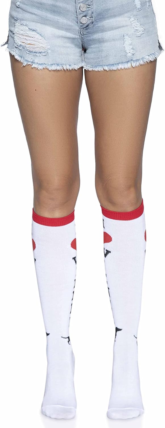 Leg Avenue women's Knee High Casual Party Socks Tights, White/Red, One Size US : Clothing, Shoes & Jewelry