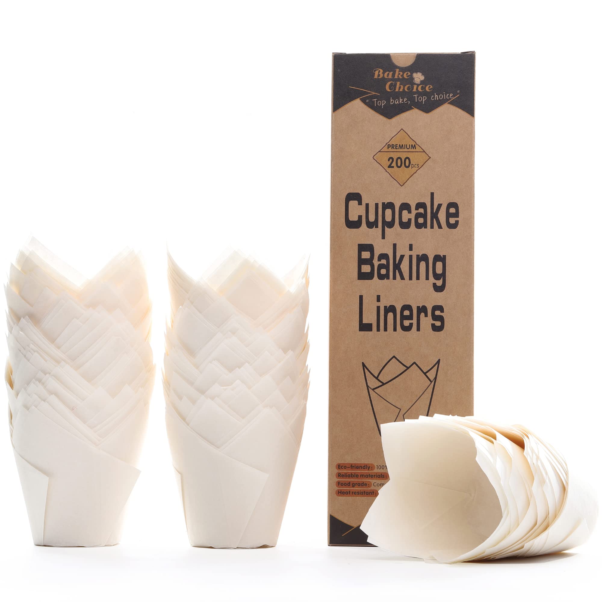 200 Pirottini Per Cupcake A Tulipano – In Carta Pergamena Non Sbiancata, Forno Fino A 218°C, Perfetti Per Feste E Matrimoni