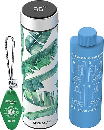 KEKHEALTH Enfriador de insulina inteligente con pantalla de temperatura de viaje con etiqueta de viaje médica QR, enfriador de medicamentos para