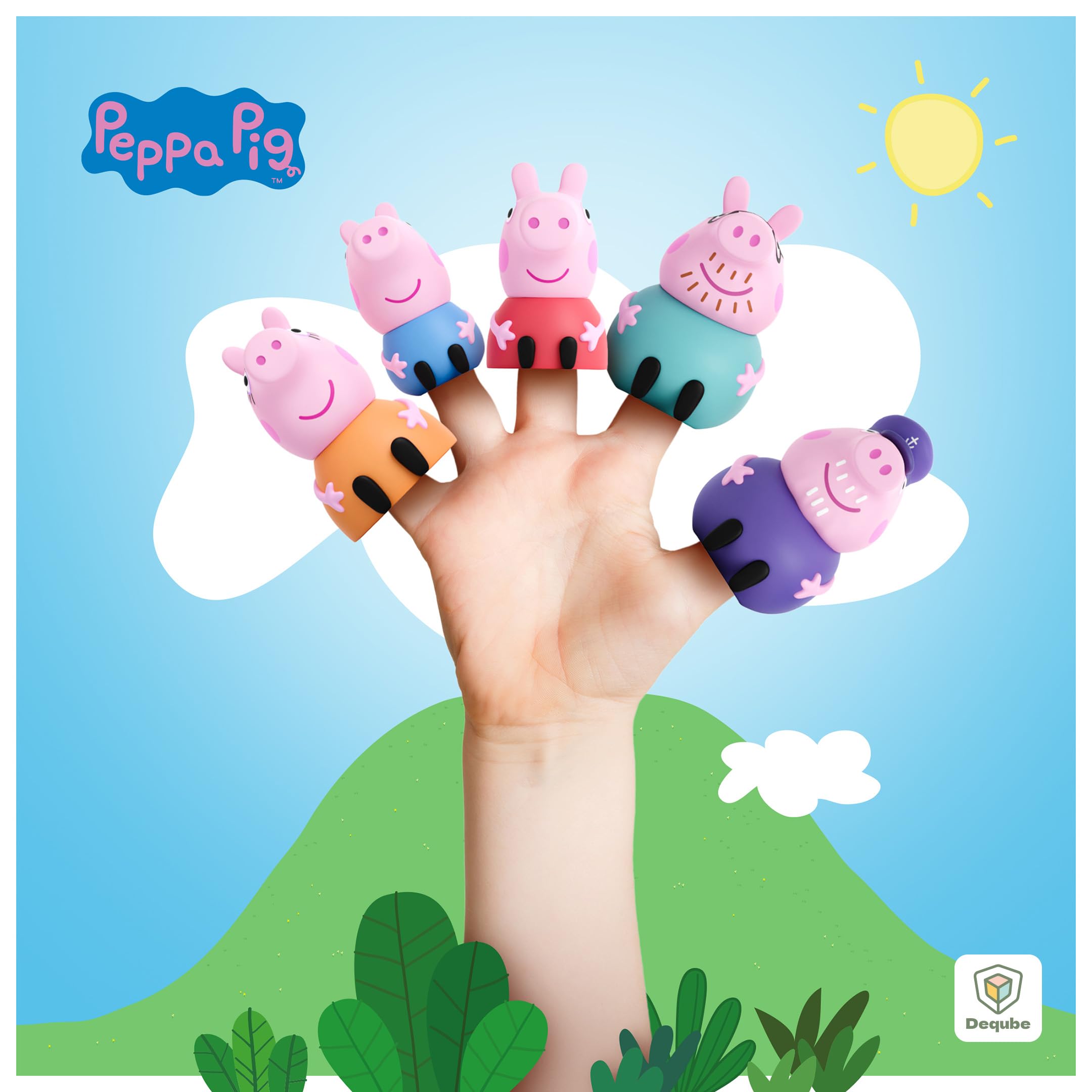 Peppa Pig – Set di 5 marionette da dito Peppa Pig Family – Acqua e Bagno Giocattoli – Età 3 (DeQube 919D00049)