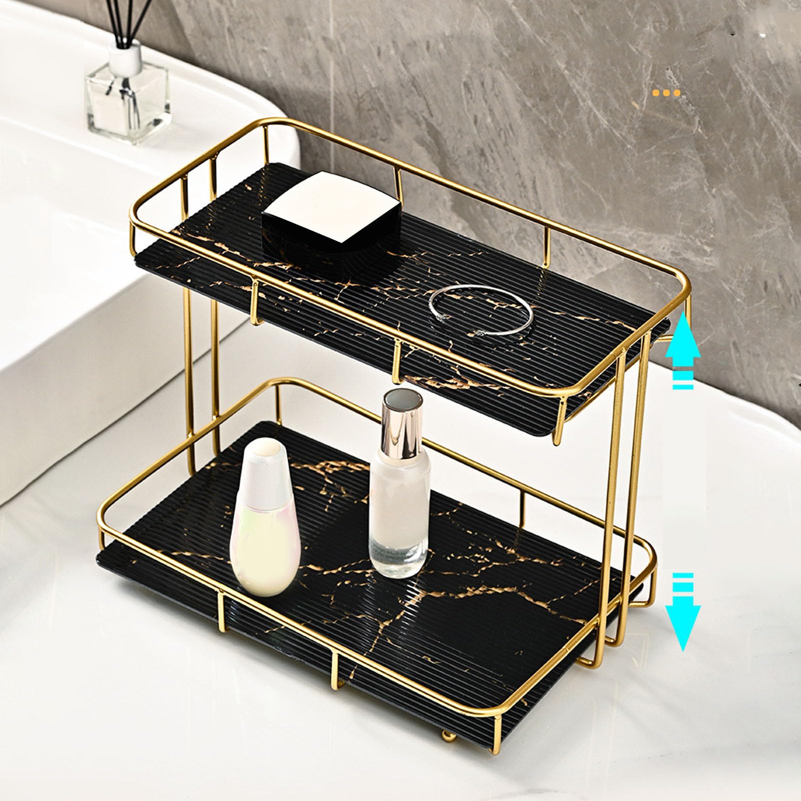 Étagère De Comptoir À 2 Niveaux, Pour Salle De Bain Et Épices De Cuisine