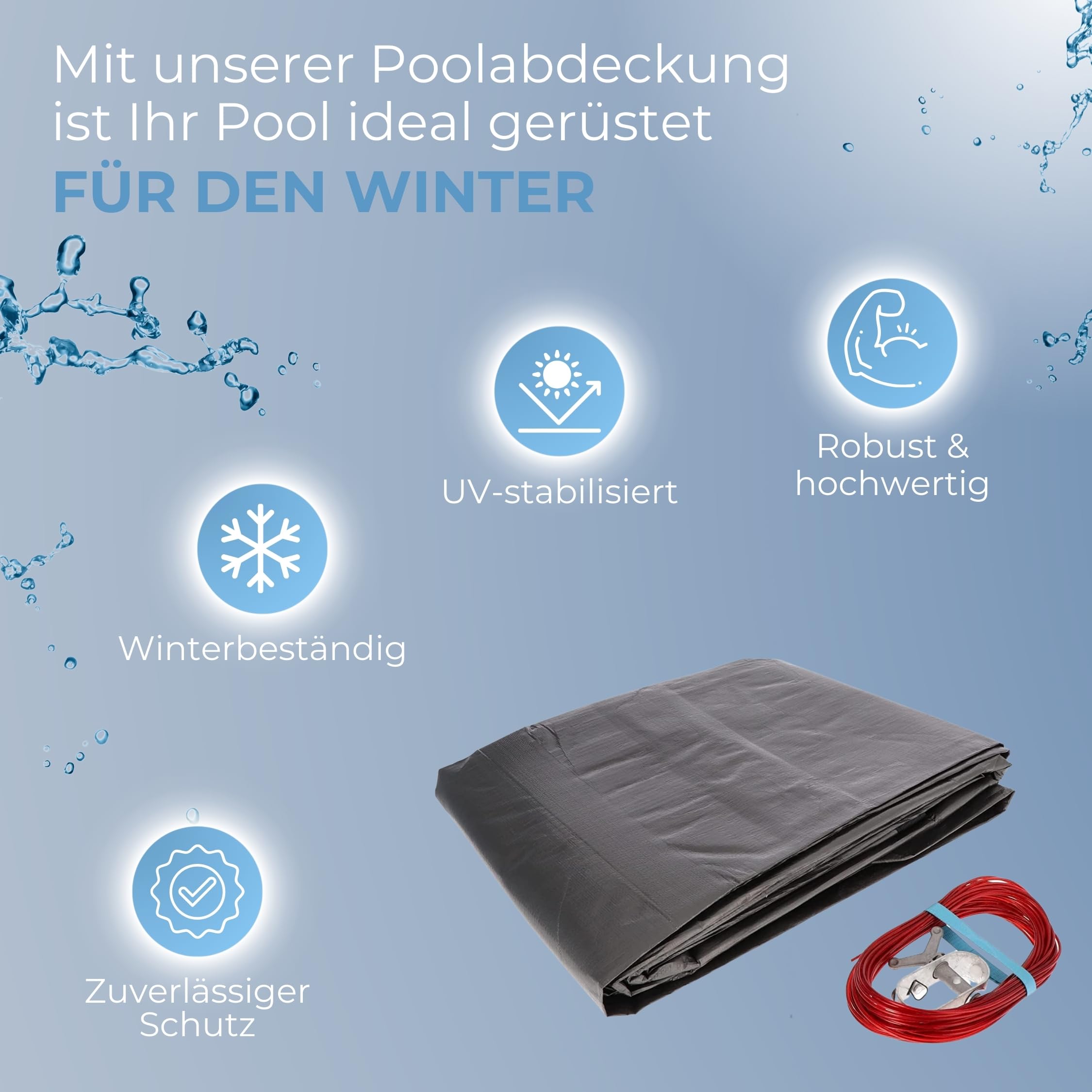 Oval Poolabdeckung Für Oberirdische Pools – 4,8 X 7,6 M, PE-Material, Winterfest & UV-beständig