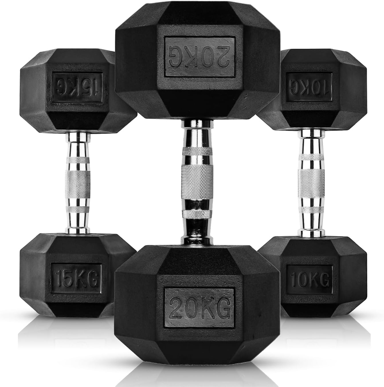 Hex Dumbbells Rubber Weight Sets Dumbbell Gym Equipment for Home and Commercial Use Weight Lifting Strength Training Select From Wide Range of Pairs 1KG - 50KG