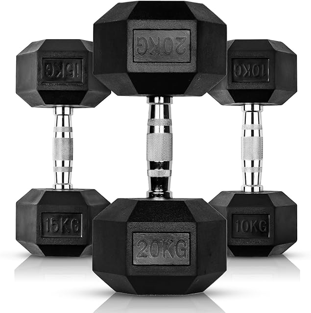 EXTREME FITNESS Hex Dumbbells Rubber Weight Sets Dumbbell Select Choice From 1KG - 50KG