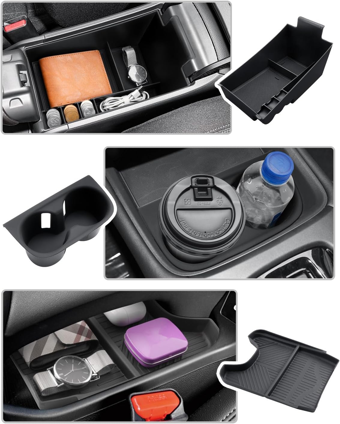CDEFG 3Pcs for 2023 2024 2025 2026 Honda HR-V Center Console Organizer Tray for 2023-2026 Honda HR-V(Sport,EX-L,LX) Accessories Lower Console Armrest Tray Storage Box Cup Holder