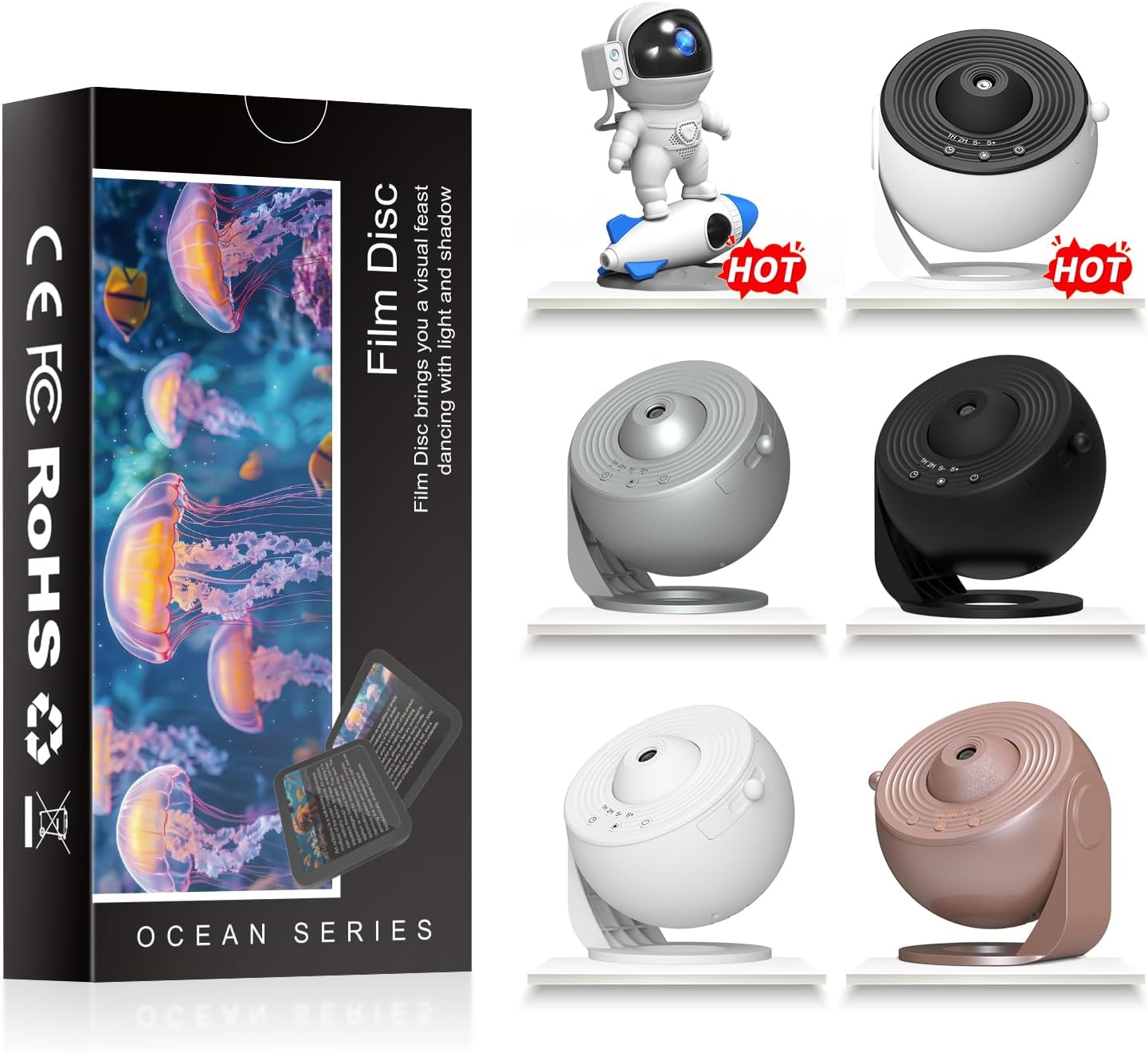 Galaxy Projector Disc,BL‑DQY02 Ocean Version Projector Disc,4K Replaceable 6 HD Galaxy Discs,Night Light Starry Sky Planetarium Lamp,for Kids Bedroom Ceiling Home Living Room Decor Birthday Gifts
